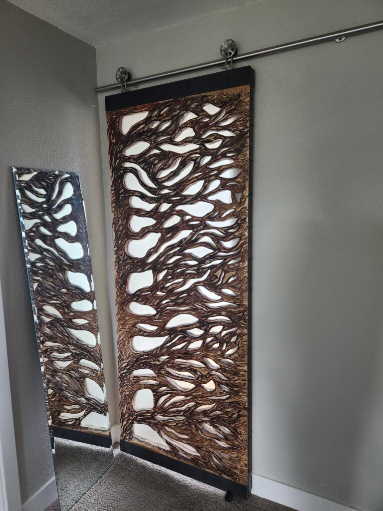 Hand Carved Leaf Barn Door